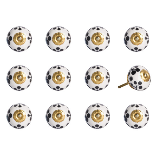 TODAY DECOR Todaydecor 1.5" X 1.5" X 1.5" White Black And YellowKnobs